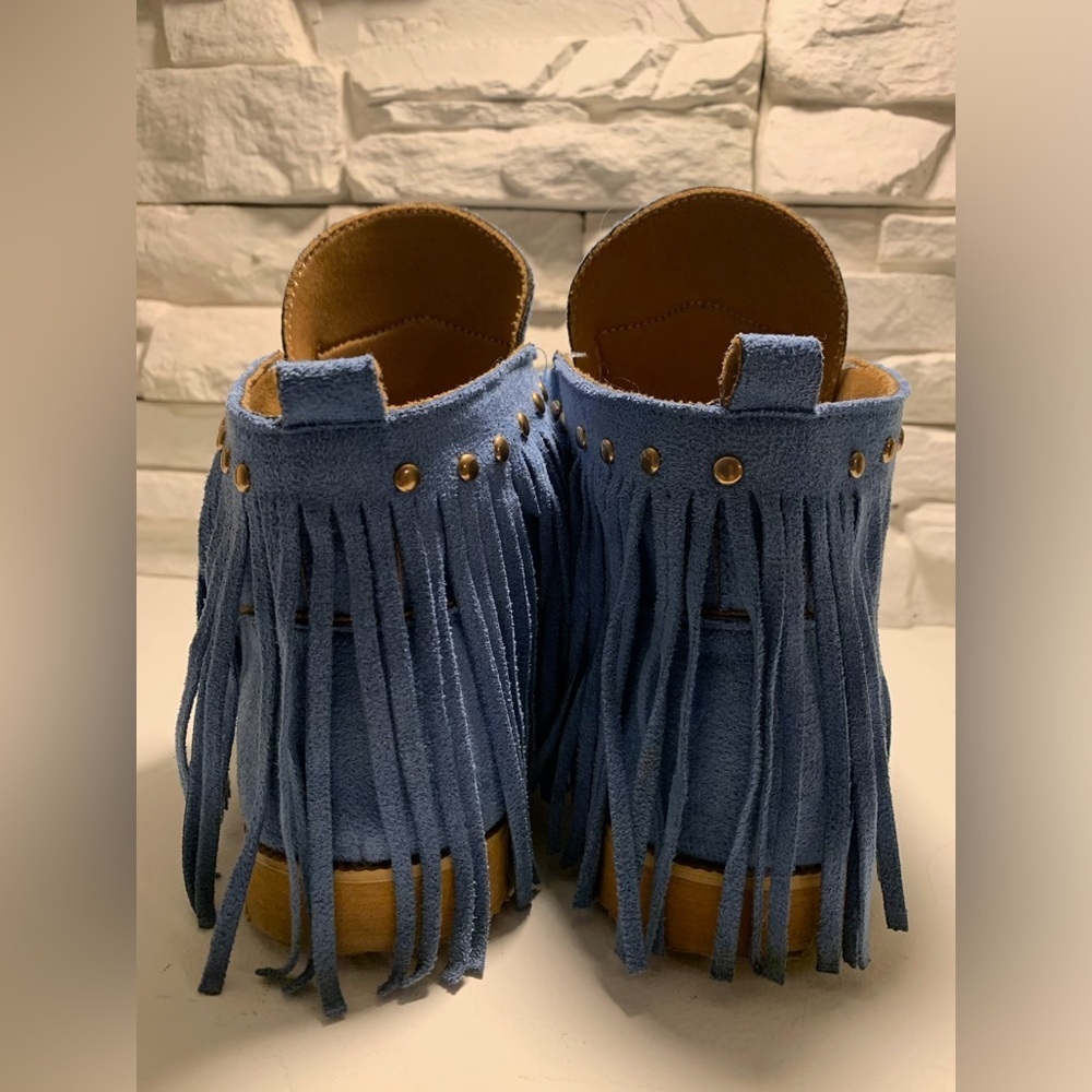 L'originale Balaloo moccasins Blue Suede Fringe Moccasin Boots - Picture 7 of 7